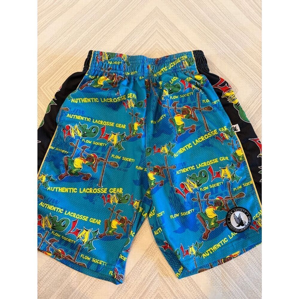 Flow Society Boys Youth Small Blue Athletic Shorts Limbo Lax Pockets Size Small